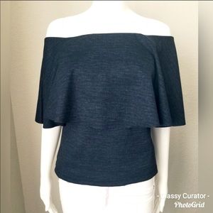H&M Denim Off Shoulder Top